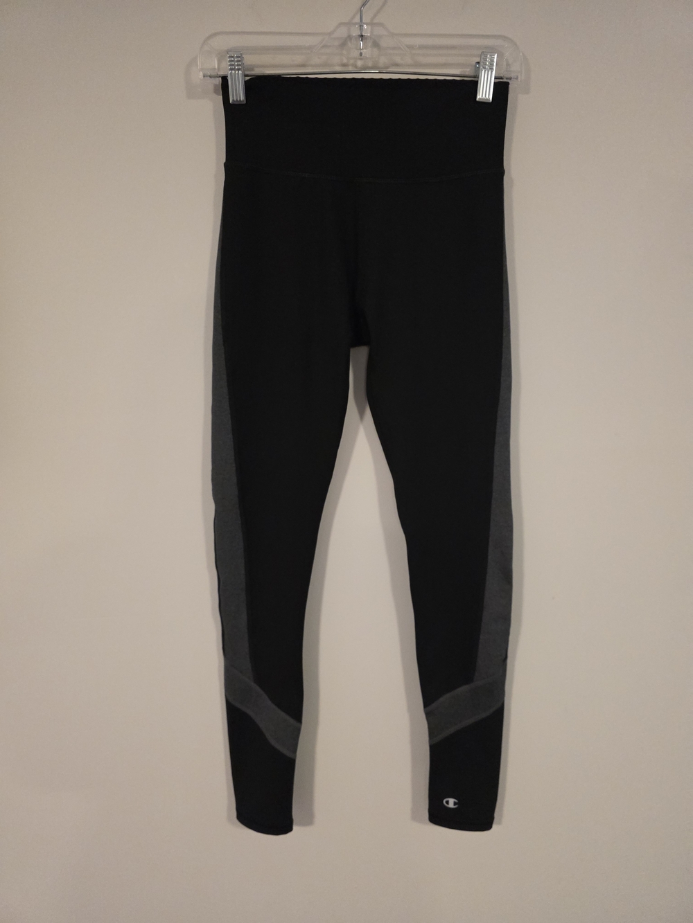 Champion Vapor Black Leggings with Gray Panels